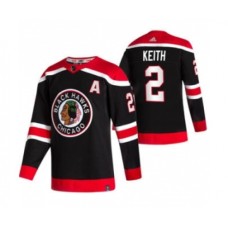 Men Chicago Blackhawks #2 Duncan Keith Black 2020-21 Reverse Retro Alternate Hockey Stitched Jersey