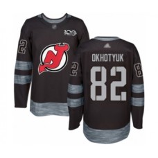 Men New Stitched Jersey Devils #82 Nikita Okhotyuk Authentic Black 1917-2017 100th Anniversary Hockey Stitched Jersey