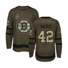 Men Boston Bruins #42 David Backes Authentic Green Salute to Service 2019 Stanley Cup Final Bound Hockey Jersey