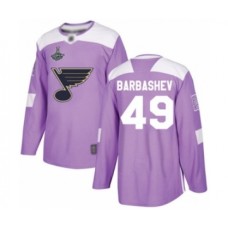 Men St. Louis Blues #49 Ivan Barbashev Authentic Purple Fights Cancer Practice 2019 Stanley Cup Champions Hockey Jersey