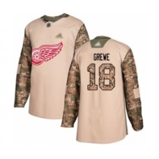 Men Detroit Red Wings #18 Albin Grewe Authentic Camo Veterans Day Practice Hockey Stitched Jersey