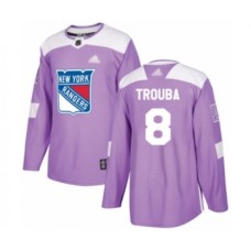 Men New York Rangers #8 Jacob Trouba Authentic Purple Fights Cancer Practice Hockey Stitched Jersey