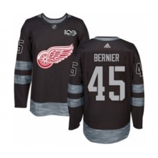 Men Adidas Detroit Red Wings #45 Jonathan Bernier Authentic Black 1917-2017 100th Anniversary NHL Jersey