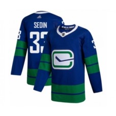 Men Vancouver Canucks #33 Henrik Sedin Authentic Royal Blue Alternate Hockey Stitched Jersey