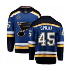 Men St. Louis Blues #45 Luke Opilka Fanatics Branded Royal Blue Home Breakaway 2019 Stanley Cup Champions Hockey Jersey