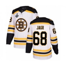 Men Boston Bruins #68 Jaromir Jagr Authentic White Away 2019 Stanley Cup Final Bound Hockey Jersey