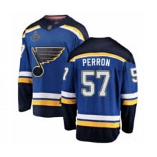 Men St. Louis Blues #57 David Perron Fanatics Branded Royal Blue Home Breakaway 2019 Stanley Cup Champions Hockey Jersey