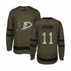 Men Anaheim Ducks #11 Daniel Sprong Authentic Green Salute to Service Hockey Stitched Jersey