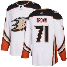 Men Adidas Anaheim Ducks #71 J.T. Brown Authentic White Away NHL Jersey