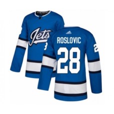 Men Adidas Winnipeg Jets #28 Jack Roslovic Premier Blue Alternate NHL Jersey