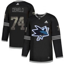 Men Adidas San Jose Sharks #74 Dylan DeMelo Black Authentic Classic Stitched NHL Jersey