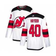 Men New Stitched Jersey Devils #40 John Hayden Authentic White Away Hockey Stitched Jersey