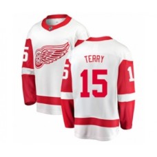 Men Detroit Red Wings #15 Chris Terry Authentic White Away Fanatics Branded Breakaway NHL Jersey