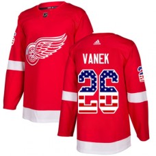 Men Adidas Detroit Red Wings #26 Thomas Vanek Authentic Red USA Flag Fashion NHL Jersey