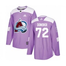 Men Colorado Avalanche #72 Joonas Donskoi Authentic Purple Fights Cancer Practice Hockey Stitched Jersey