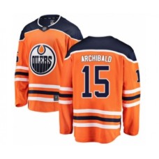 Men Edmonton Oilers #15 Josh Archibald Authentic Orange Home Fanatics Branded Breakaway Hockey Stitched Jersey