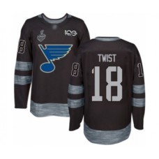 Men St. Louis Blues #18 Tony Twist Authentic Black 1917-2017 100th Anniversary 2019 Stanley Cup Final Bound Hockey Jersey