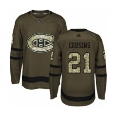 Men Montreal Canadiens #21 Nick Cousins Authentic Green Salute to Service Hockey Stitched Jersey