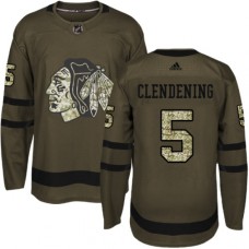 Men Adidas Chicago Blackhawks #5 Adam Clendening Authentic Green Salute to Service NHL Jersey