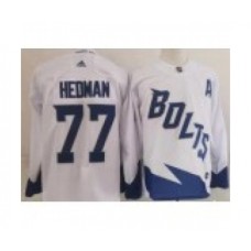 Men Tampa Bay Lightning #77 Victor Hedman White 2022 Stadium Series Authentic Stitched Jersey