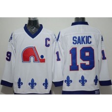 Nordiques #19 Joe Sakic Whtie CCM Throwback Stitched NHL Jersey