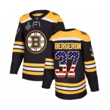 Men Boston Bruins #37 Patrice Bergeron Authentic Black USA Flag Fashion 2019 Stanley Cup Final Bound Hockey Jersey