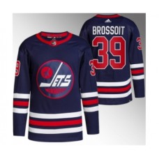 Men Winnipeg Jets #39 Laurent Brossoit 2021-22 Navy Stitched Jersey