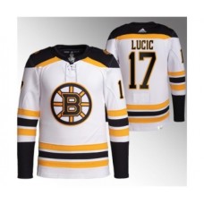 Men Boston Bruins #17 Milan Lucic White Stitched Jersey